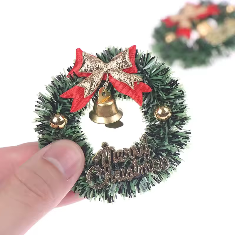 Accessoires pour maison de poupée, Mini accessoires de noël, modèle boîte-cadeau, banc, lampadaire, couronne, arbre de noël, cadeau de noël