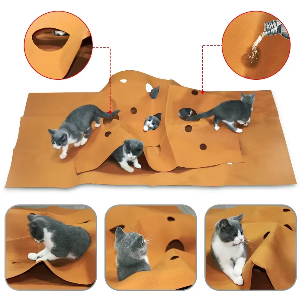 Tapis d'activités pour chat pliable, résistant aux griffures, tapis d'escalade anti-morsure, jouet d'intérieur pour animaux de compagnie et tapis de litière pratique pour chat