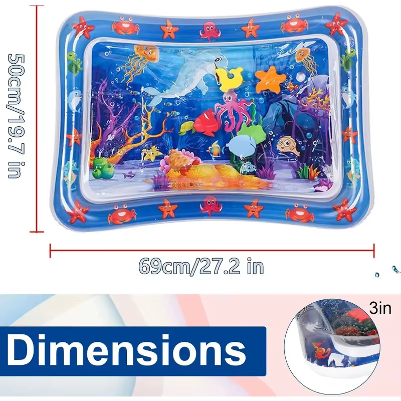 Tapis de jeu aquatique pour animaux de compagnie, tapis sensoriel aquatique pour chat, tapis de jeu absorbant l'eau pour bébé, tapis de ramper avec anneau de natation, jouets pour chat épaissis