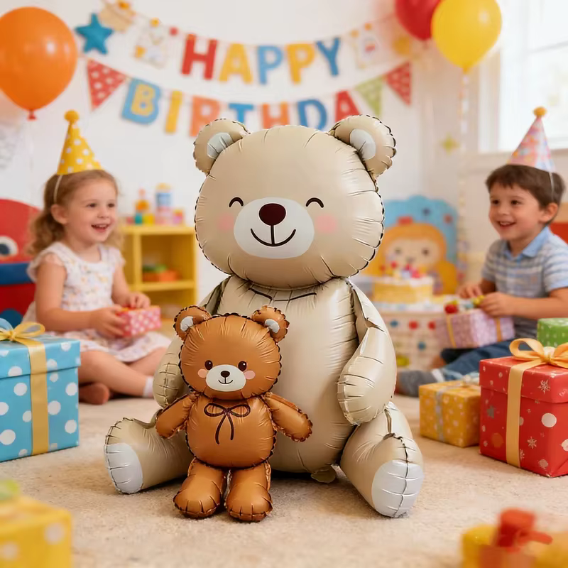 Nouveaux ballons jouets, grands ballons en film aluminium mats en forme d'ours pour la décoration de fêtes d'anniversaire d'enfants.