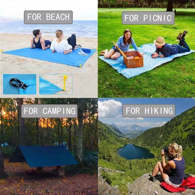 2025 mode sans sable serviettes de plage tapis Anti sable tapis de plage imperméable couverture de plage surdimensionné poche pique-nique Camping tapis coupe-vent