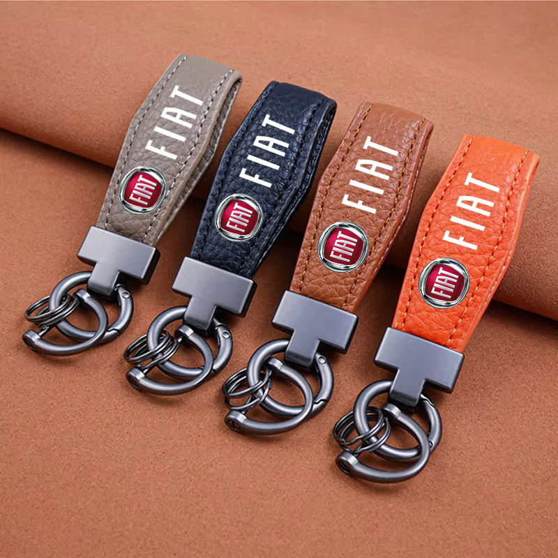 Porte-clés de voiture de luxe en cuir véritable, anneau cadeau pour Fiat Punto Abarth 500 Stilo Ducato Palio Bravo Doblo, accessoires de voiture