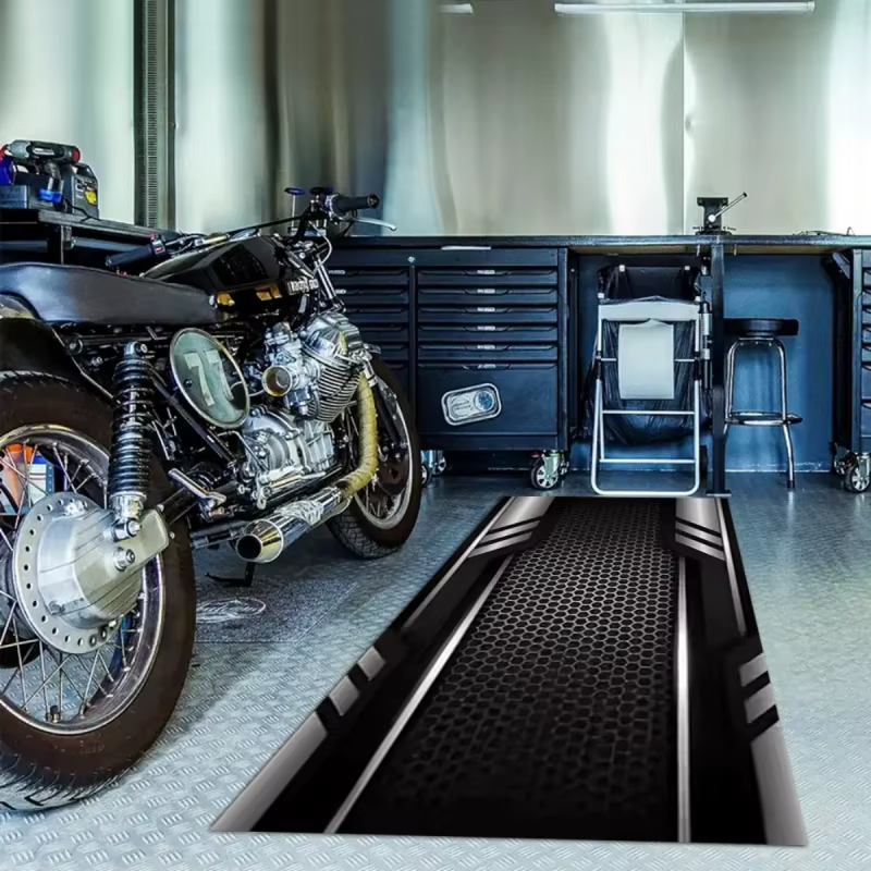 Tapis de sol pour garage de moto VIKAMA, style cyber, antidérapant, résistant à l'usure, tapis de présentation pour atelier, tapis décoratif pour couloir