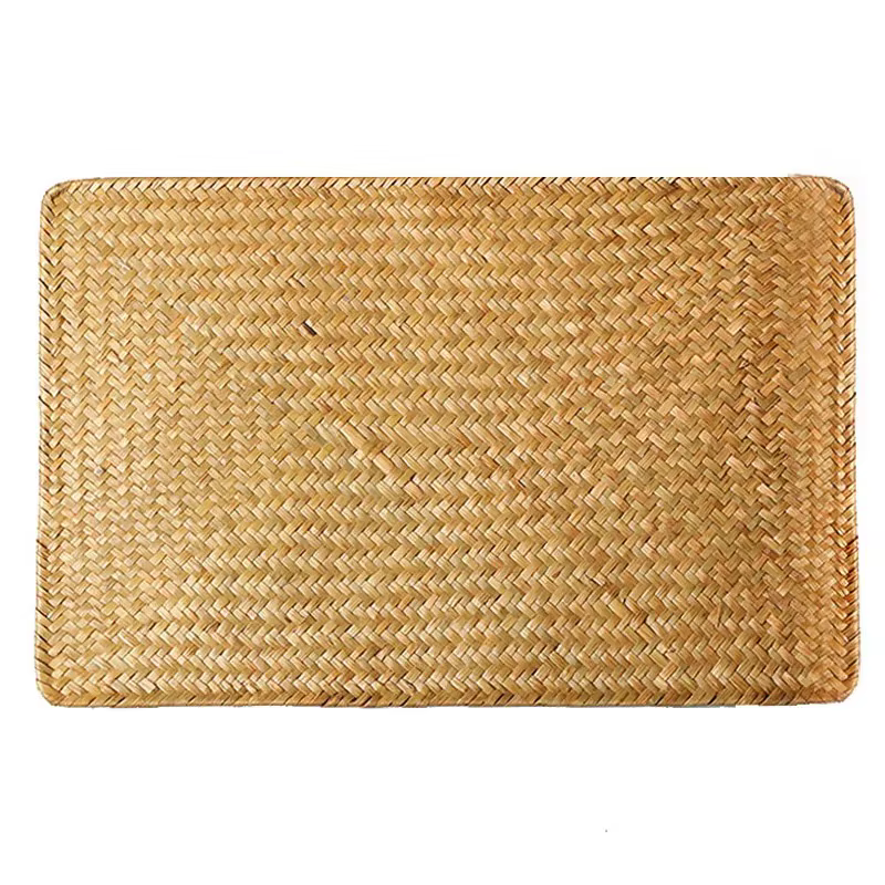 Tapis de Table tissé pour bol, dessous de plat, style Pastoral, isolant, européen, en paille, pour Table à manger, pour le thé