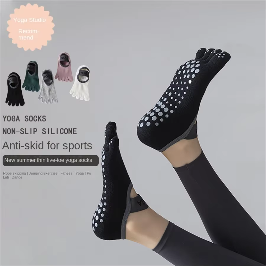 Chaussettes Pilates antidérapantes avec 5 orteils pour femme
