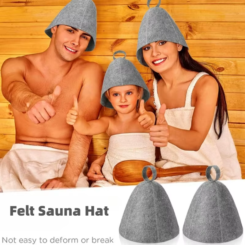 Chapeaux de sauna, casquettes de sauna Chapeaux de sauna Accessoires de sauna Bonnet de sauna en feutre pour hommes et femmes Bonnet de vapeur de sauna à domicile pour hammam