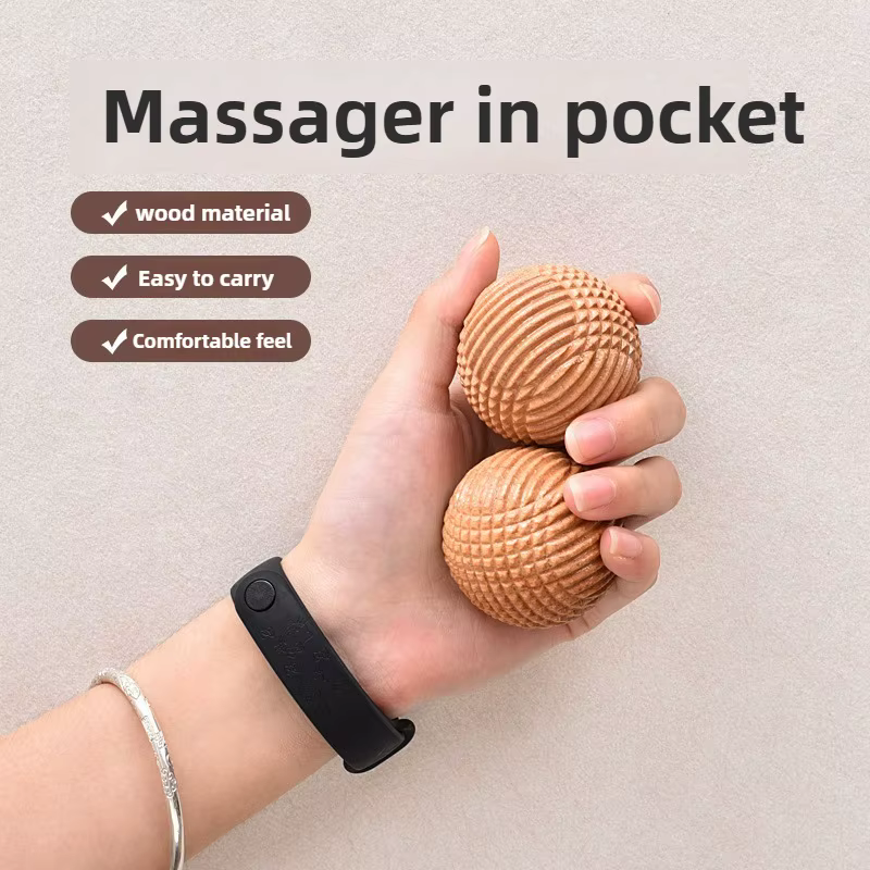 Balle de massage en bois – Outil de paume solide pour la force de préhension et le soulagement musculaire