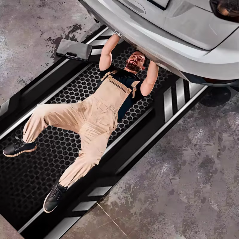 Tapis de sol pour garage de moto VIKAMA, style cyber, antidérapant, résistant à l'usure, tapis de présentation pour atelier, tapis décoratif pour couloir