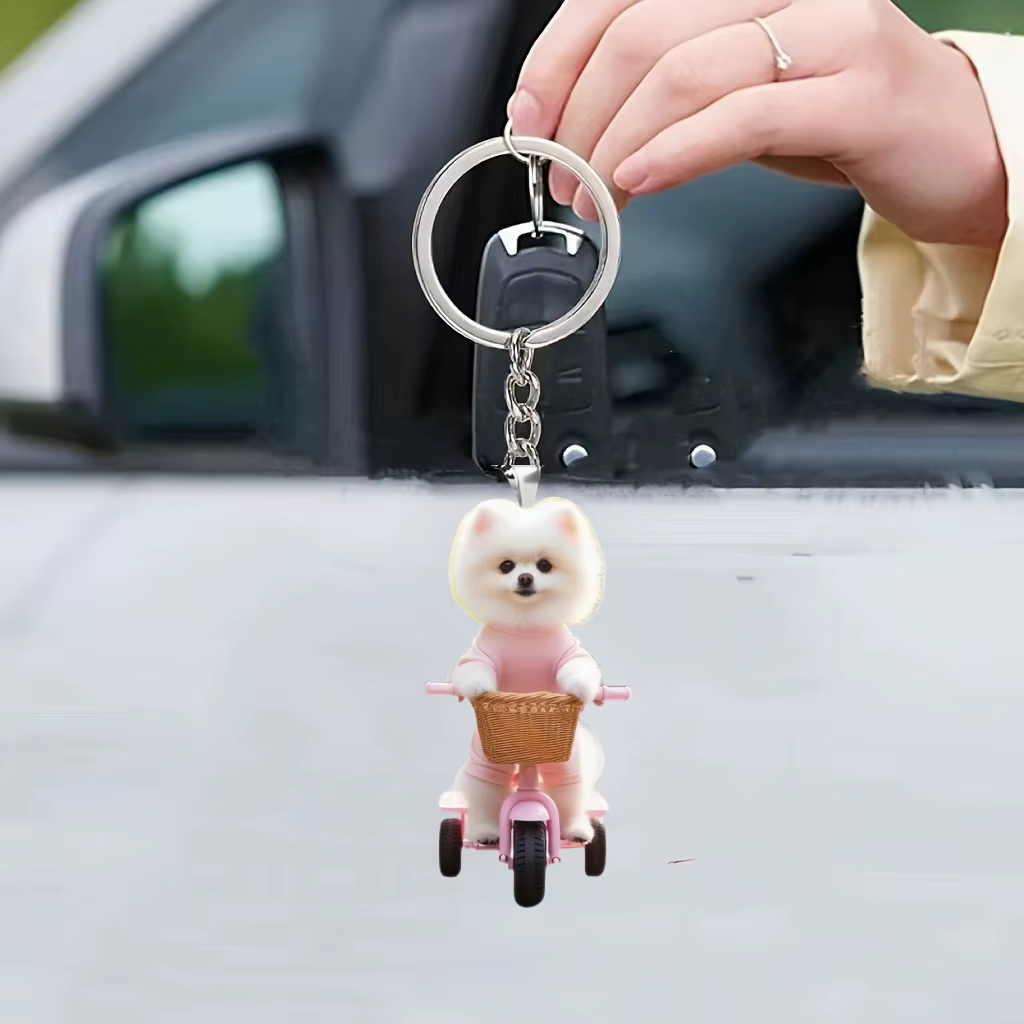 Pendentif en acrylique pour chiot mignon, breloque polyvalente, chien blanc, porte-clés de vélo pour miroir de voiture, sacs à dos, maison, fête Festive, cadeau, décoration