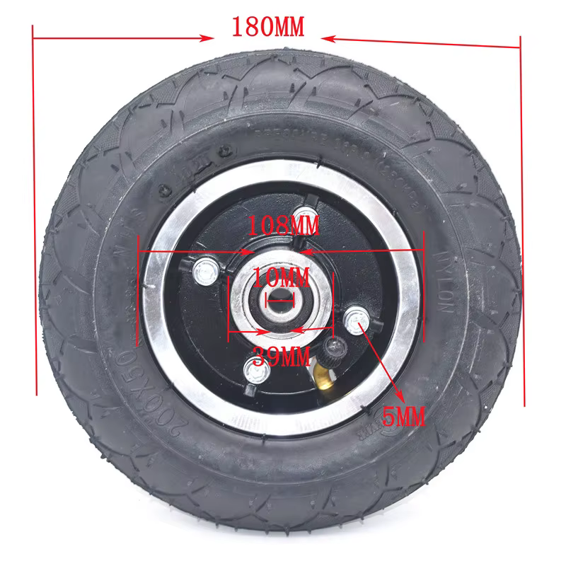 Roues 200X50 avec engrenage d'entraînement Roue 8X2 pouces pour skateboard électrique de 8 pouces avec engrenage, poulie de puissance, roue gonflable en alliage d'aluminium
