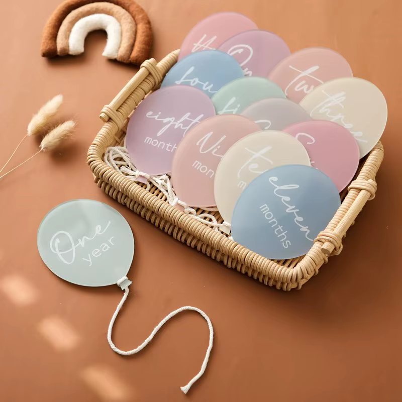 Ballons en acrylique pour nouveau-né, accessoires de photographie, cadeau de naissance pour bébé, 13 documents, cadeaux d'anniversaire
