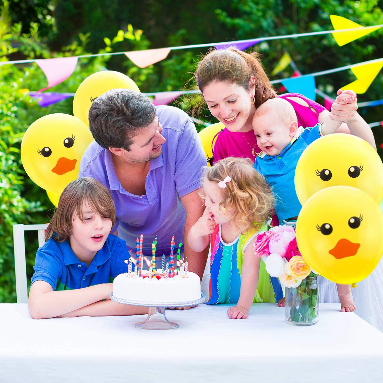 60 pièces ballons en latex de canard jaune ballons imprimés de canard de dessin animé pour la décoration de fête d'anniversaire de mariage réception-cadeau pour bébé, 12 pouces