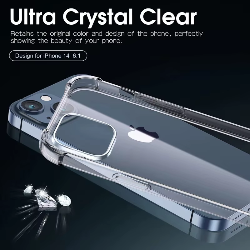 Coque de téléphone transparente antichoc pour iPhone 15 14 11 13 12 Pro Max 7 8 Plus X XR XS, Protection en Silicone souple, accessoires transparents