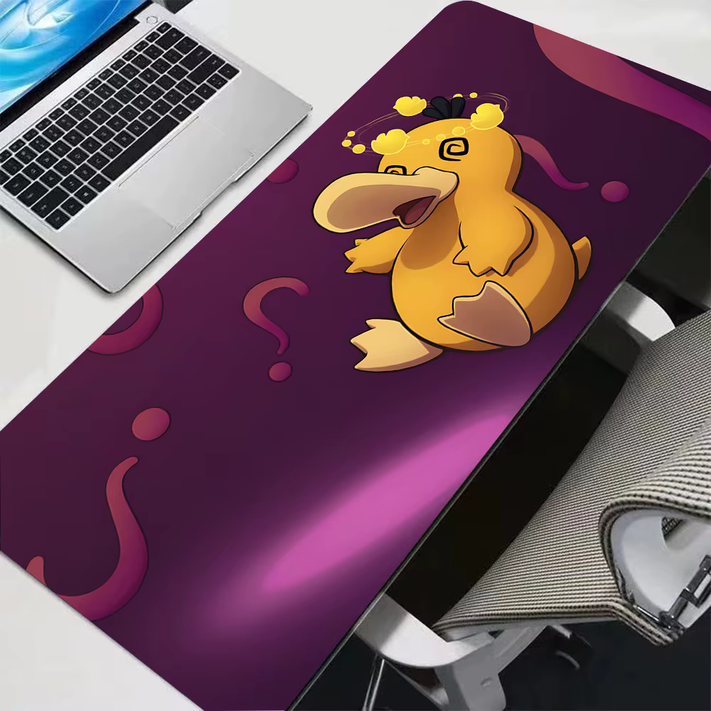 Tapis de souris de jeu Pokemon Psyduck, grand tapis de bureau XXL, tapis de souris de dessin animé, antidérapant, imperméable, pour clavier, pour joueur, bureau