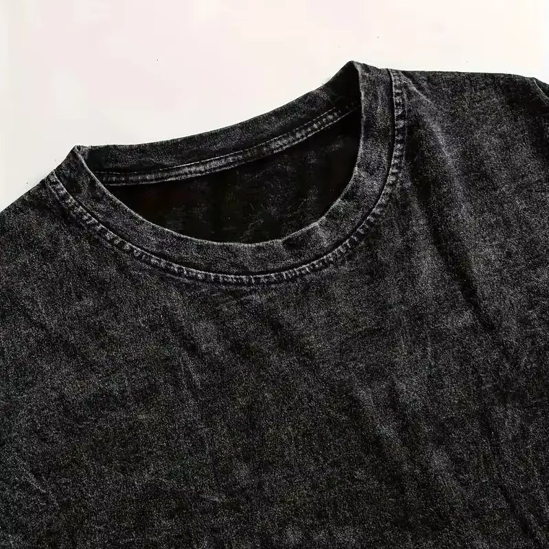 T-shirt décontracté Y2K en coton délavé à manches courtes pour homme