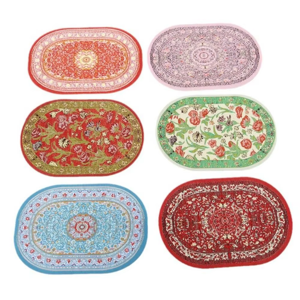 Tapis de maison de course multicolore, accessoires de beurre de jouet, nar, rond, tissage l'inventaire, maison de jeu, style turc, polymères de revêtement de sol