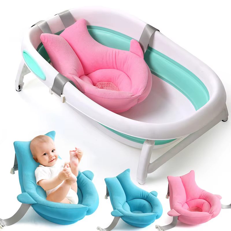 Coussin de bain pliable en forme de requin pour nouveau-né, tapis de bain portable, siège souple, tapis de jeu pour baby shower