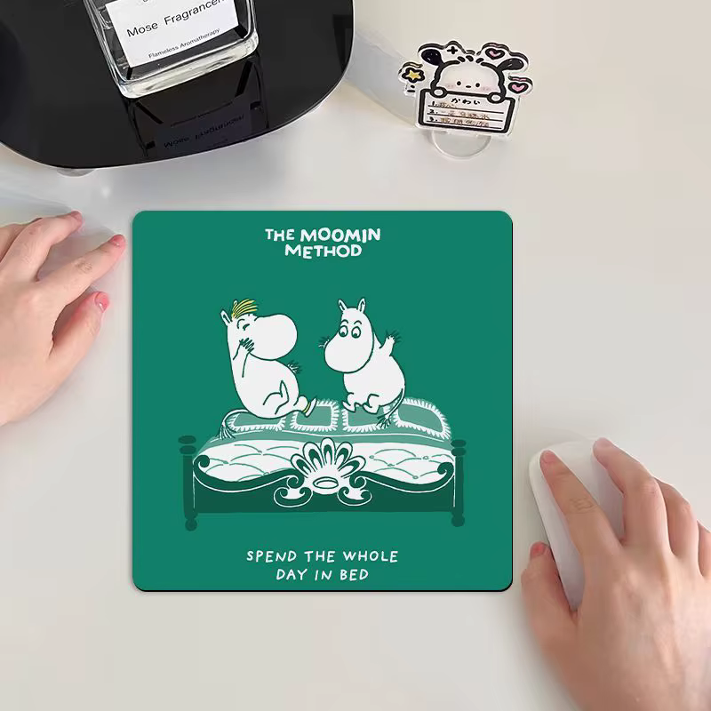 Nouveau tapis de souris Kawaii Anime Moomins 22x22cm, personnage de dessin animé mignon, créatif, impression HD, tapis de table, articles ménagers