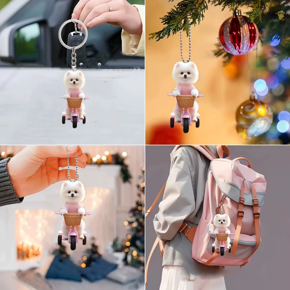 Pendentif en acrylique pour chiot mignon, breloque polyvalente, chien blanc, porte-clés de vélo pour miroir de voiture, sacs à dos, maison, fête Festive, cadeau, décoration