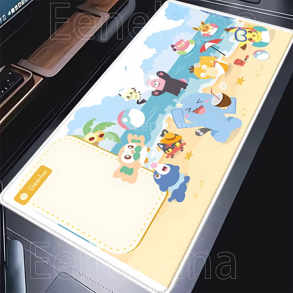 Tapis de souris Anime Pokemon Kawaii, pour clavier de PC, bureau, tapis de jeu mignon, impression HD, surjeté, base antidérapante, tapis de bureau XXL