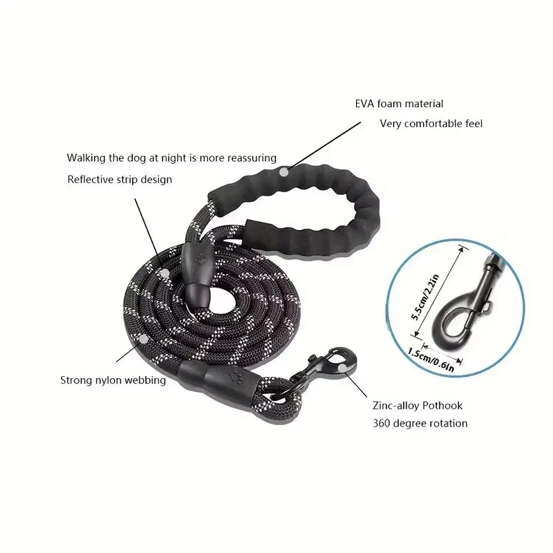 Laisse pour chien Casting avec poignée rembourrée confortable, ULde traction à double vitesse pour le bain des chiens, améliore la sécurité et le contrôle