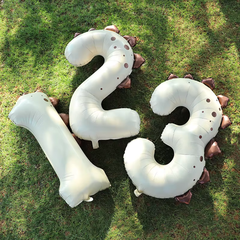 Ballons numériques dinosaures de 40 pouces, ballons numériques en aluminium recouvert d'hélium avec cornes de dinosaure, décorations pour le premier anniversaire