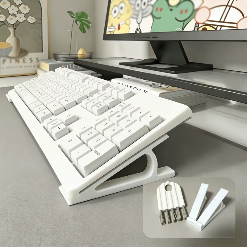 Ensemble d'accessoires pour clavier comprenant 2 supports de clavier + 1 brosse de nettoyage, support inclinable ergonomique pour bureau à domicile