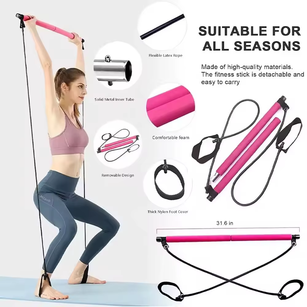Bâton de Pilates, barre d'exercice réglable pour l'entraînement à domicile