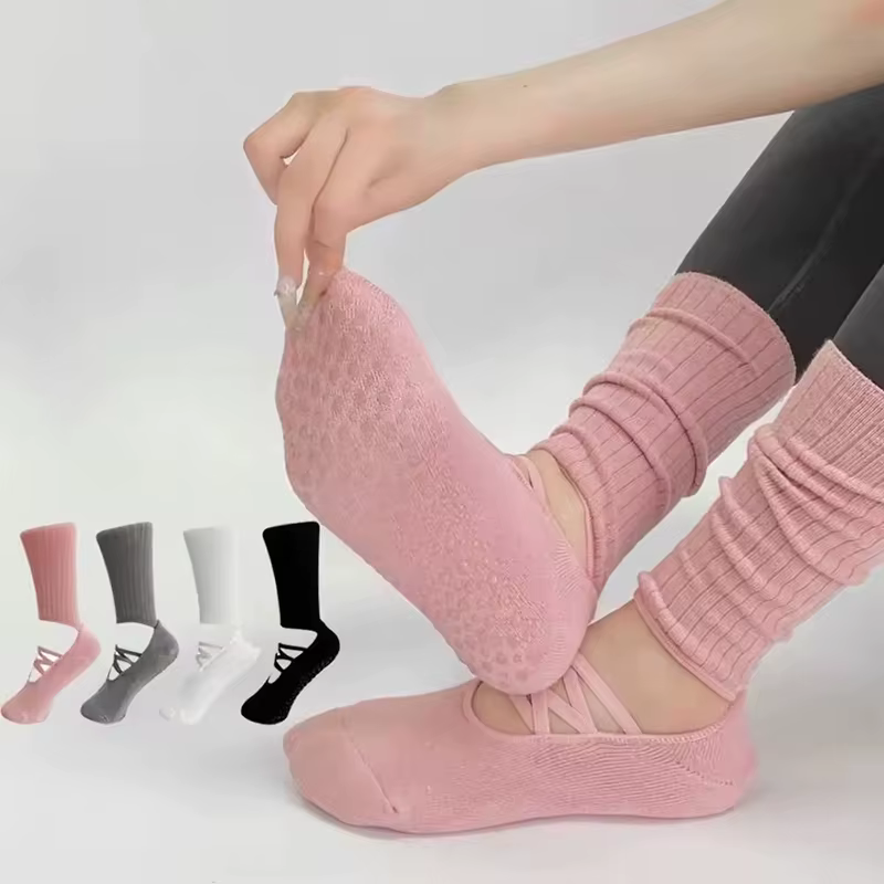 Chaussettes de Pilates respirantes antidérapantes à tube moyen