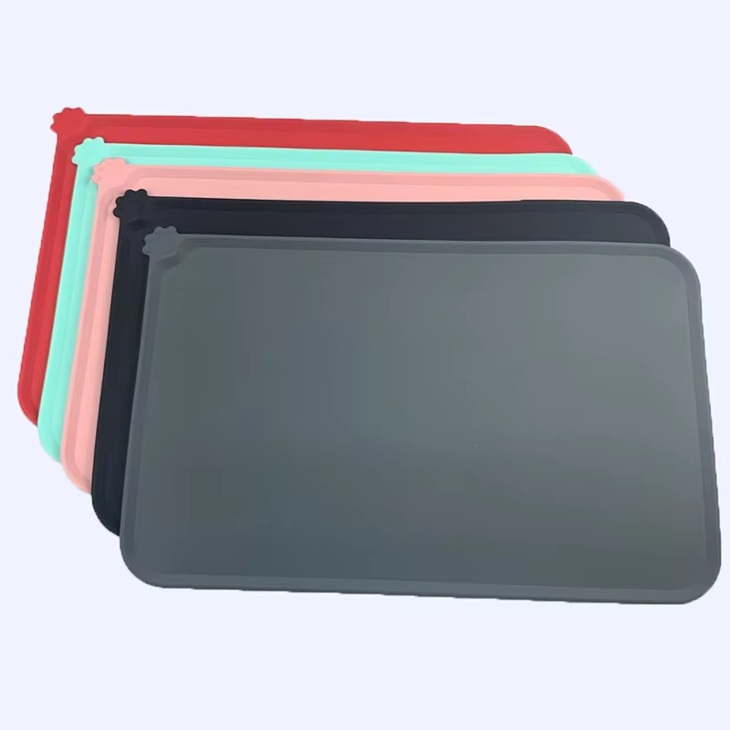 Tapis imperméable pour animaux de compagnie, couleur unie, en Silicone, pour chien et chat, bol de nourriture pour animaux de compagnie, tapis à boire, napperon d'alimentation pour chien, lavage facil