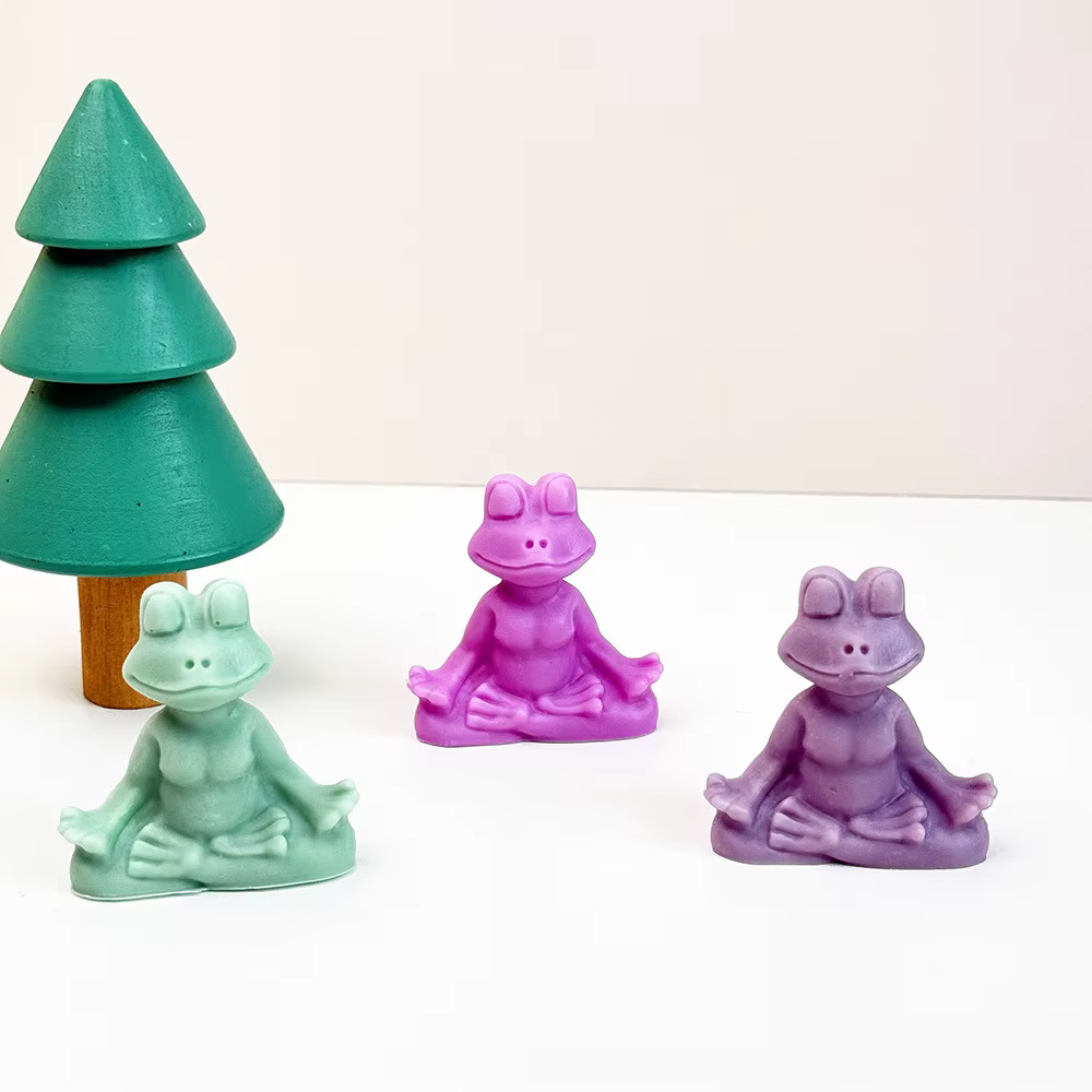 Méditation grenouille bougie Silicone moules bricolage à la main arôme Yoga ornement gypse plâtre moule artisanat Art