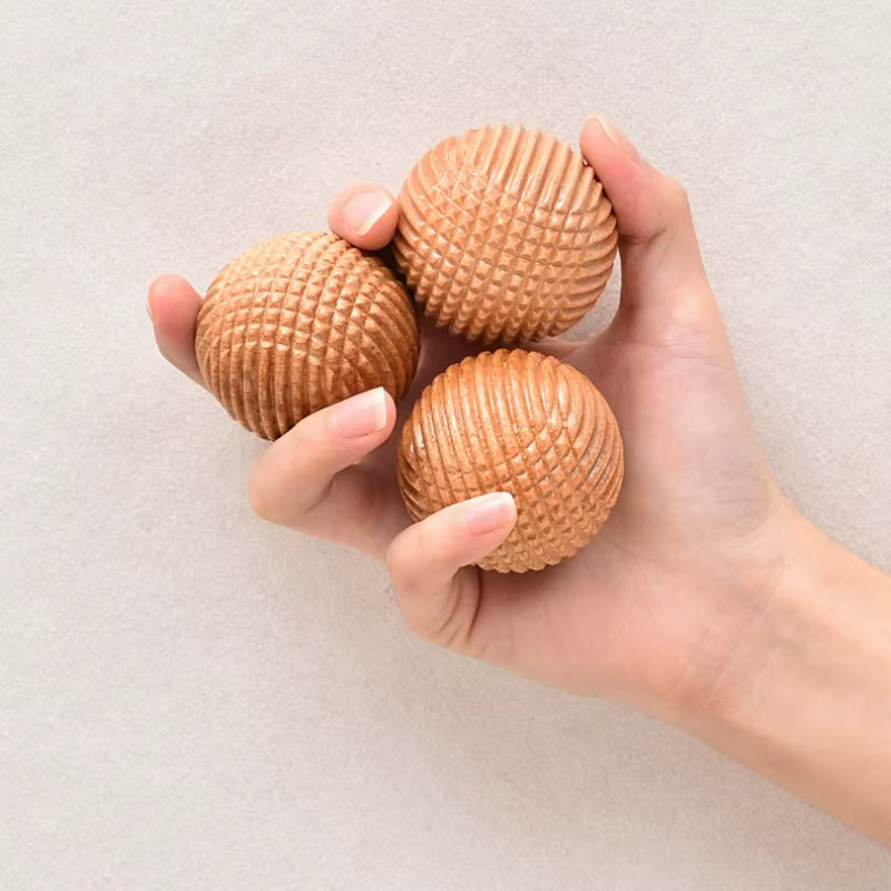 Balle de massage en bois – Outil de paume solide pour la force de préhension et le soulagement musculaire