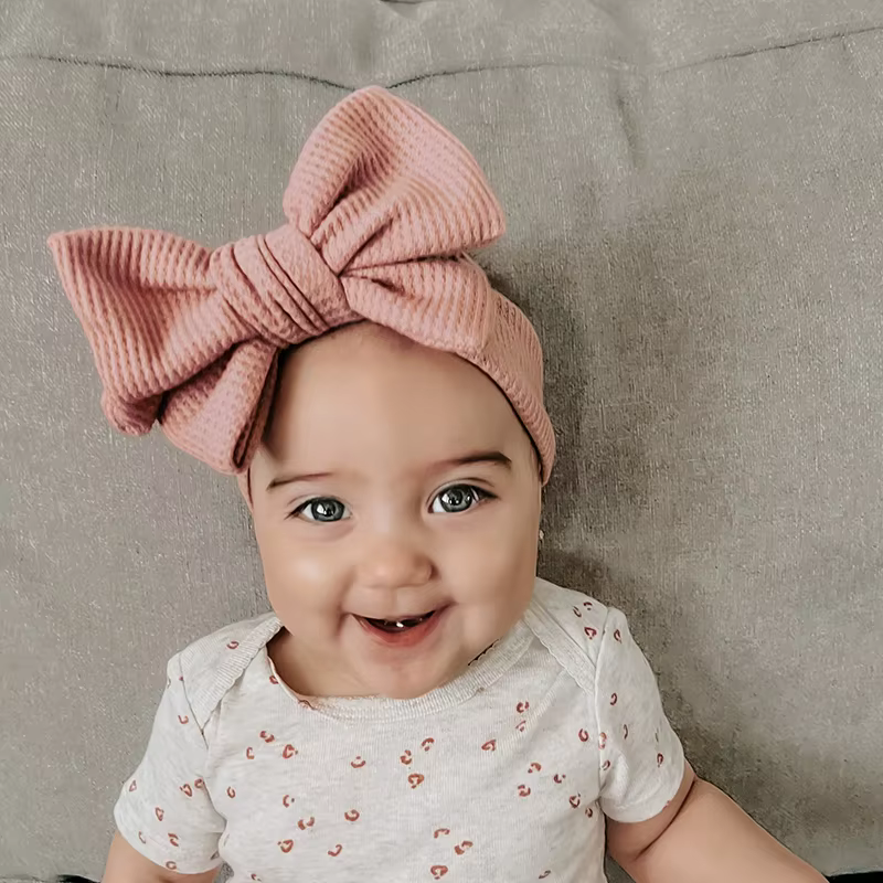 Accessoires pour cheveux de bébé fille, bandeau pour nouveau-né, couvre-chef en tricot, grand nœud, Double couche, bandeau pour enfants, coiffure Turban
