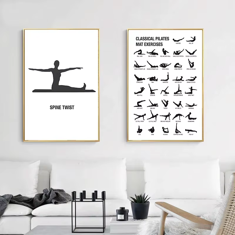 Art mural Simple Pilates noir et blanc