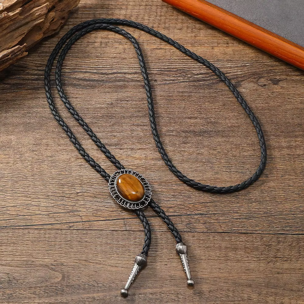 Cravates dorées pour hommes, accessoire de vêtement de Cowboy américain, cravate réglable tête de taureau, collier pendentif Bolo de Cowboy occidental