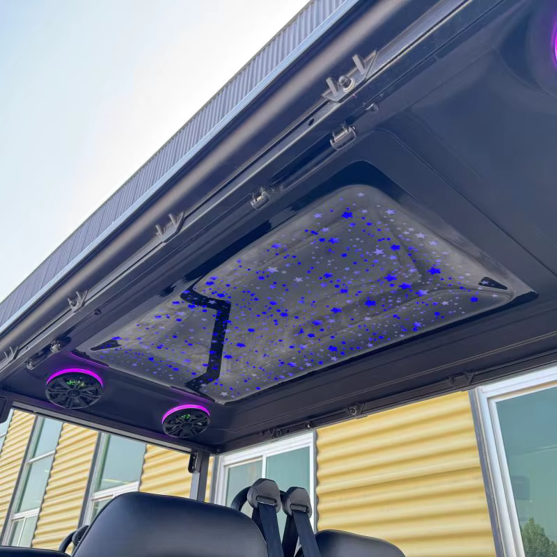 Voiturette de golf électrique tout-terrain sur mesure à 4 roues motrices avec éclairage LED d'ambiance