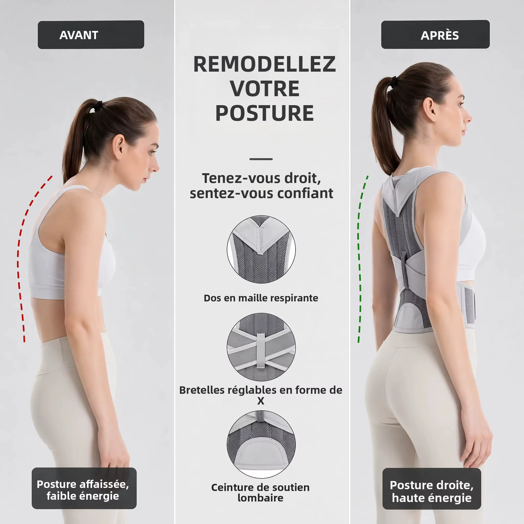 Nouvelle conception de ceinture dorsale pour corriger la posture