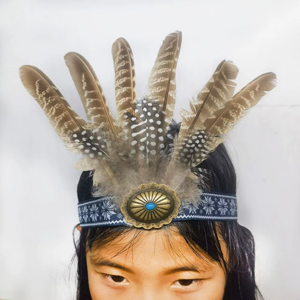 Serre-tête ethnique à plumes, coloré et léger, style indien, ornement capillaire pour célébrations