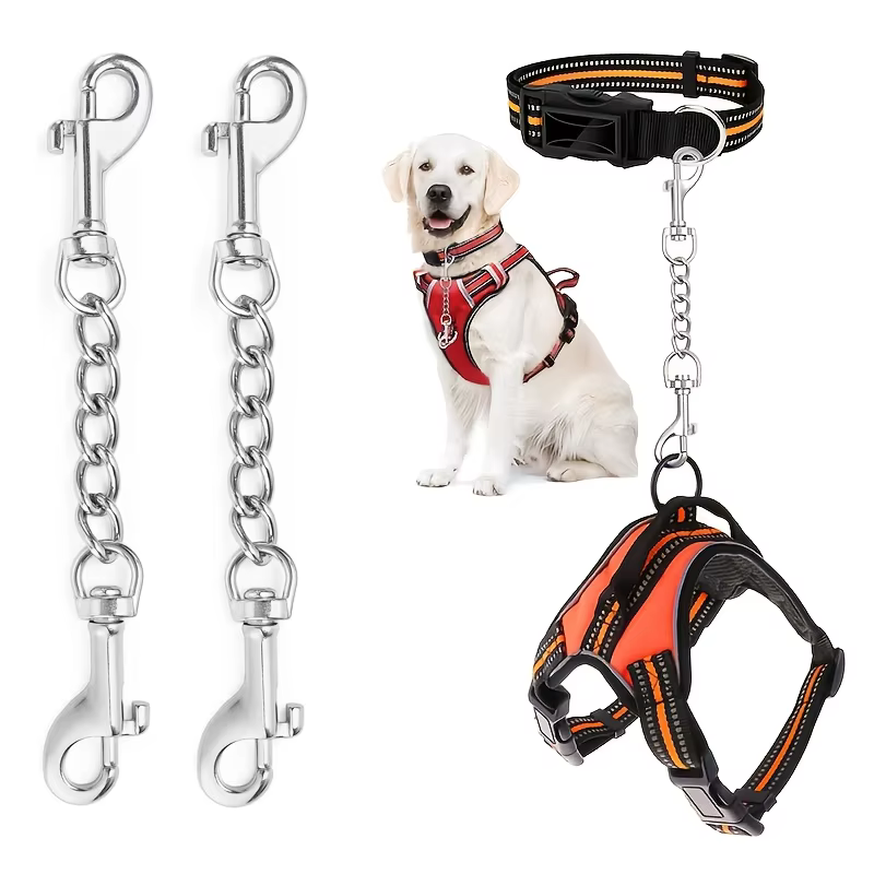 Sangles de remplacement pour collier de petit chien, boucle de harnais avec laisse à chaîne métallique, sangle de rechange sécurisée pour connexion.