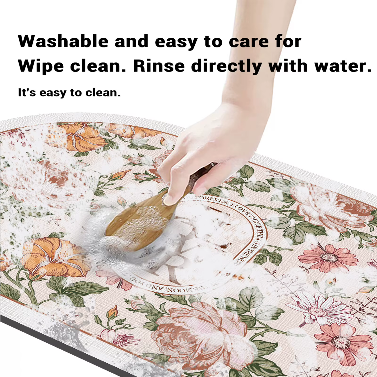 Polymères de bain à imprimé floral, tapis de pied super absorbant, antidérapant, coussin de douche à séchage rapide, tapis de toilette, Doorvirus, lavable
