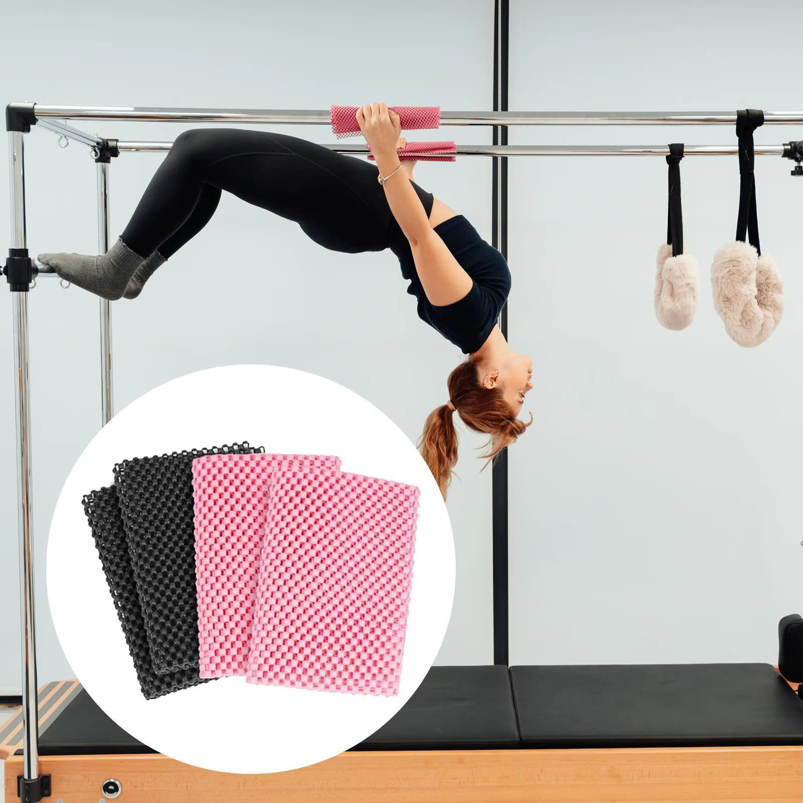 4x Tapis de traction antidérapants pour Pilates Reformer