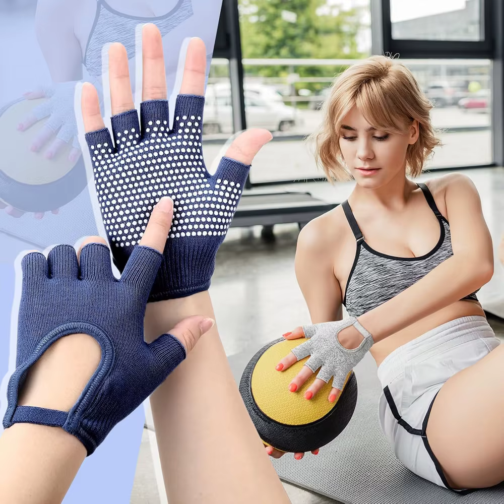 Gants de Yoga antidérapants demi-doigt pour femmes
