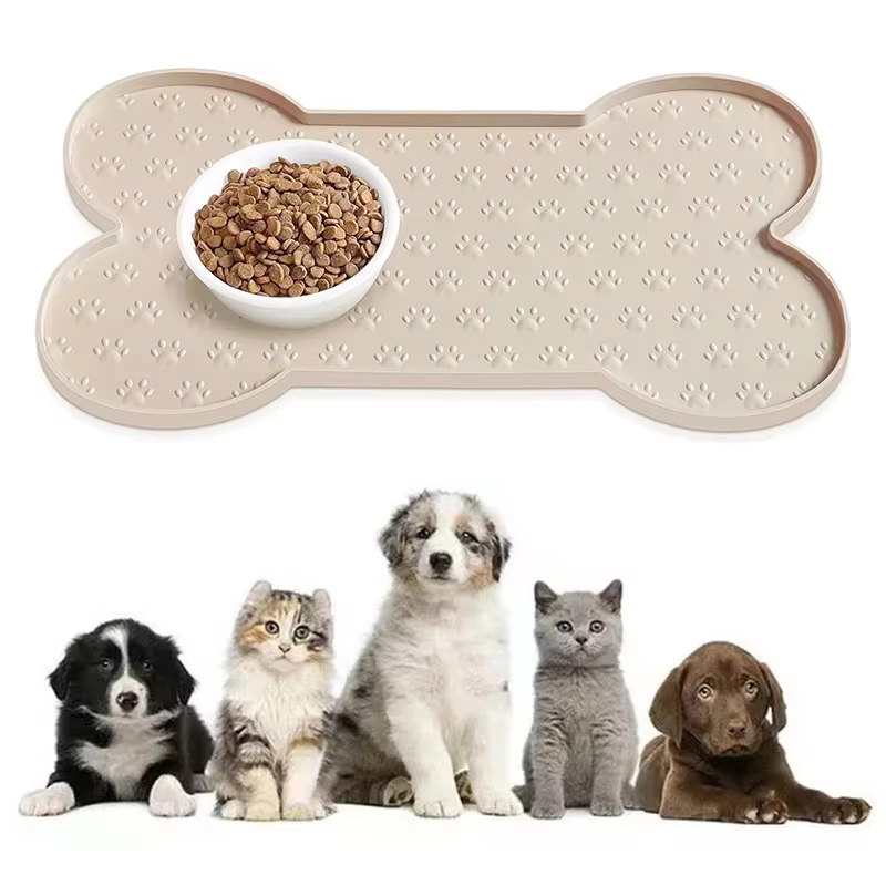 Tapis pour nourriture pour chien, tapis antidérapant en silicone pour bol de chien, tapis épais pour animaux de compagnie, tapis imperméable pour mangeoire pour chat, plateau pour manger pour chiens e