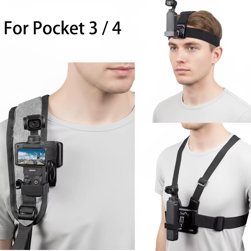 Kit d'accessoires pour DJI Osmo Pocket 4 3 : support de poitrine, sangle de tête, support de sac à dos avec adaptateur d'extension pour accessoires DJI Pocket