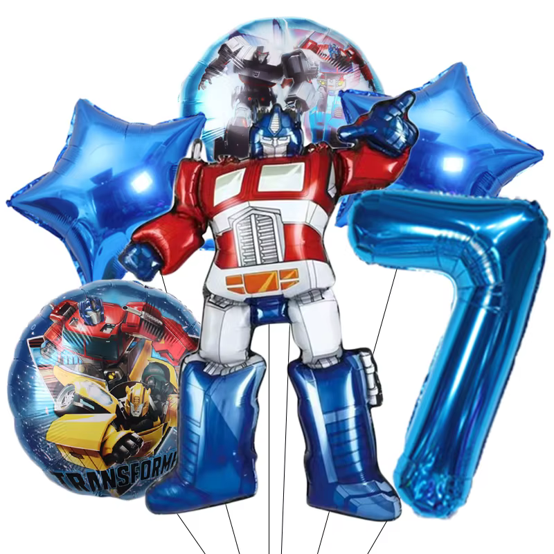 Ballons en film à thème de transformation, décorations de fête d'anniversaire, ballons numériques en film d'aluminium, cadeau pour garçon, baby shower
