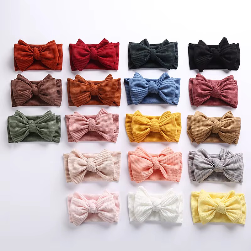 Accessoires pour cheveux de bébé fille, bandeau pour nouveau-né, couvre-chef en tricot, grand nœud, Double couche, bandeau pour enfants, coiffure Turban