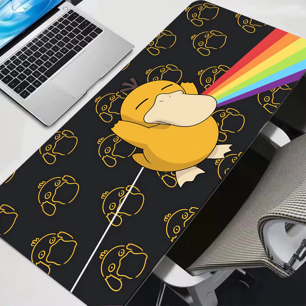 Tapis de souris de jeu Pokemon Psyduck, grand tapis de bureau XXL, tapis de souris de dessin animé, antidérapant, imperméable, pour clavier, pour joueur, bureau
