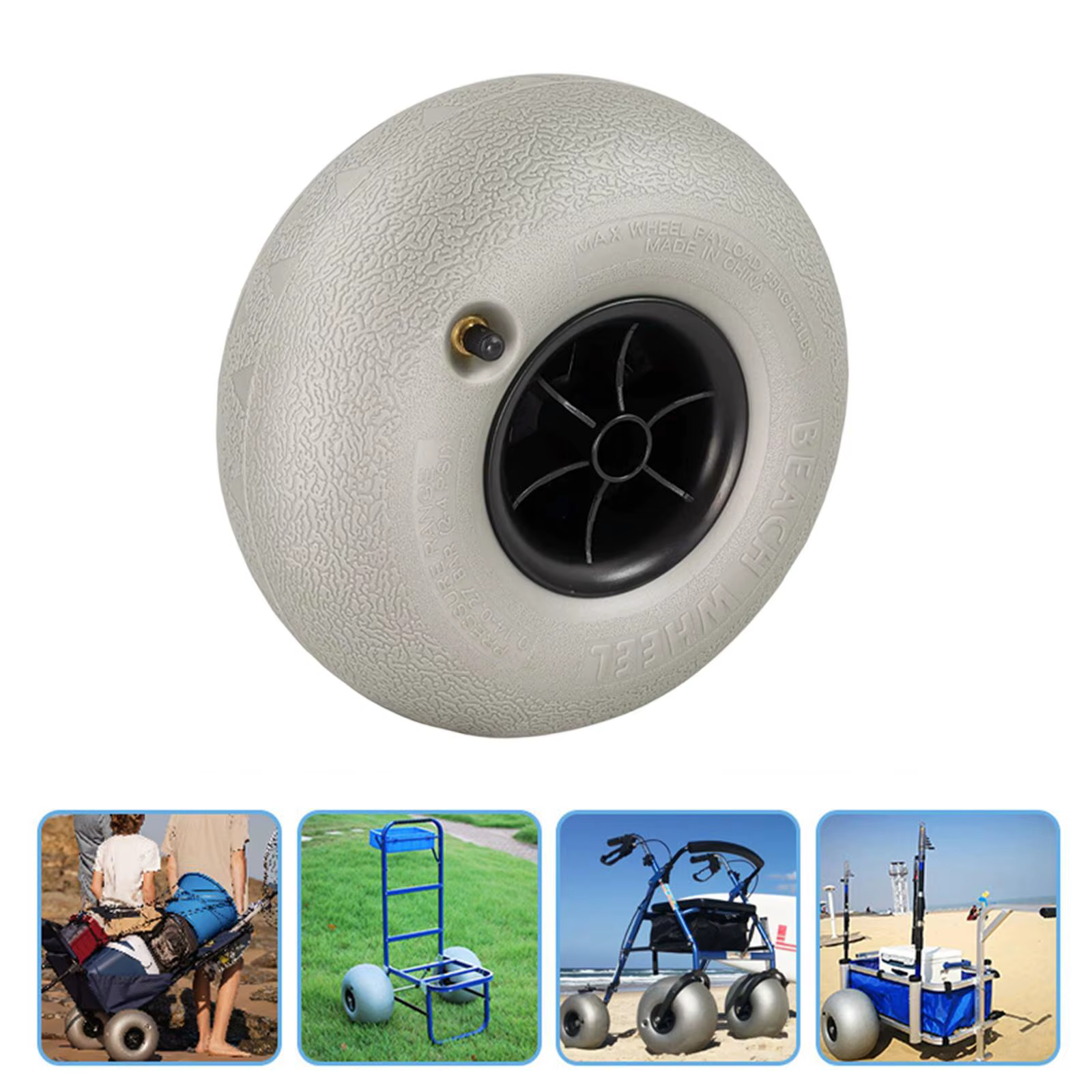 Roue gonflable de 10 pouces en PVC robuste pour chariot de plage, pneu de sable de remplacement pour kayak et canoë gonflable