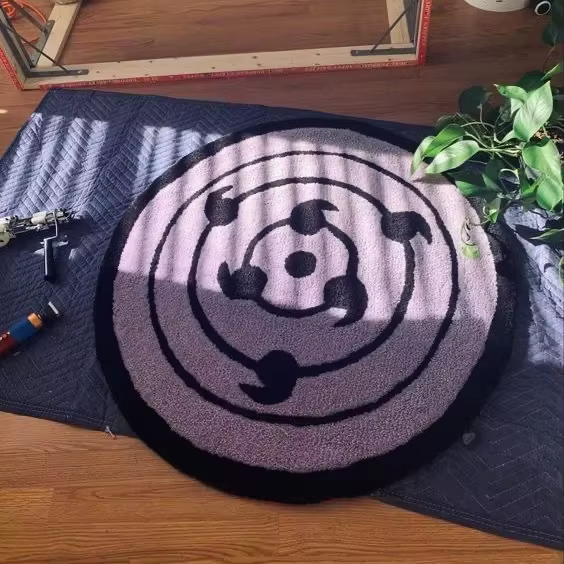 Tapis Naruto Rinnegan, symbole icônique de l'œil Samsara, antidérapant, décoration anime, salles de jeux/chambres, tapis doux, cadeau pour les fans de la série Ninja