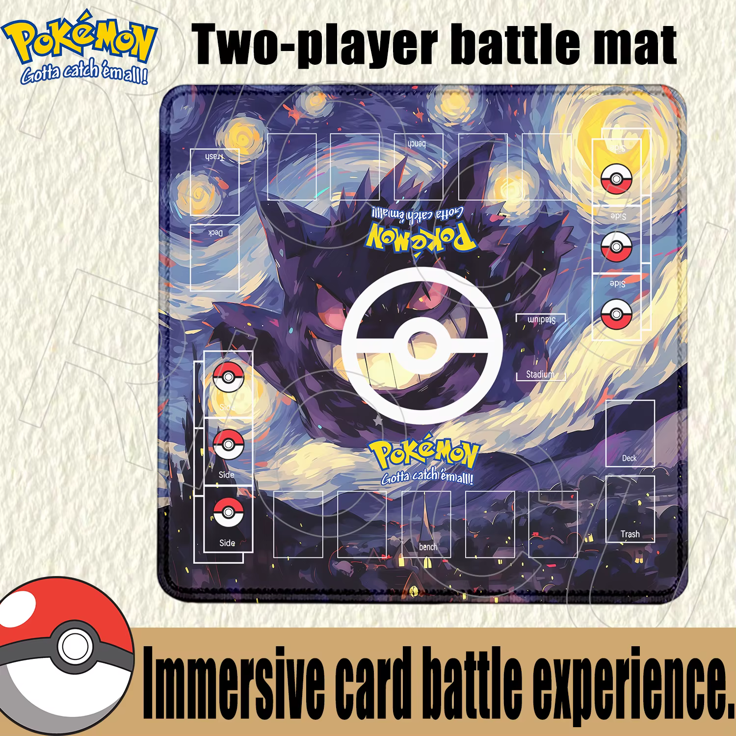 Tapis de bureau pour cartes de jeu Pokemon, accessoires pour cartes de jeu doubles, tapis de combat Sylveon Charizard PTCG, tapis de souris Anime, tapis de table 60x60cm